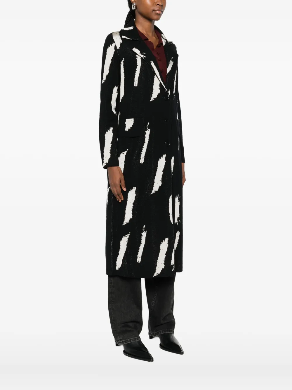 Neera Brushstroke Single-breasted Coat In Multi