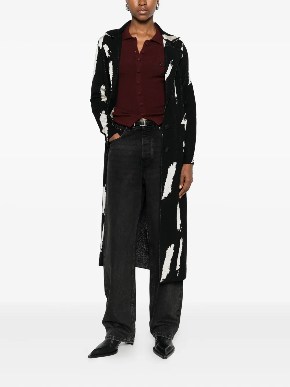 Neera Brushstroke Single-breasted Coat In Multi
