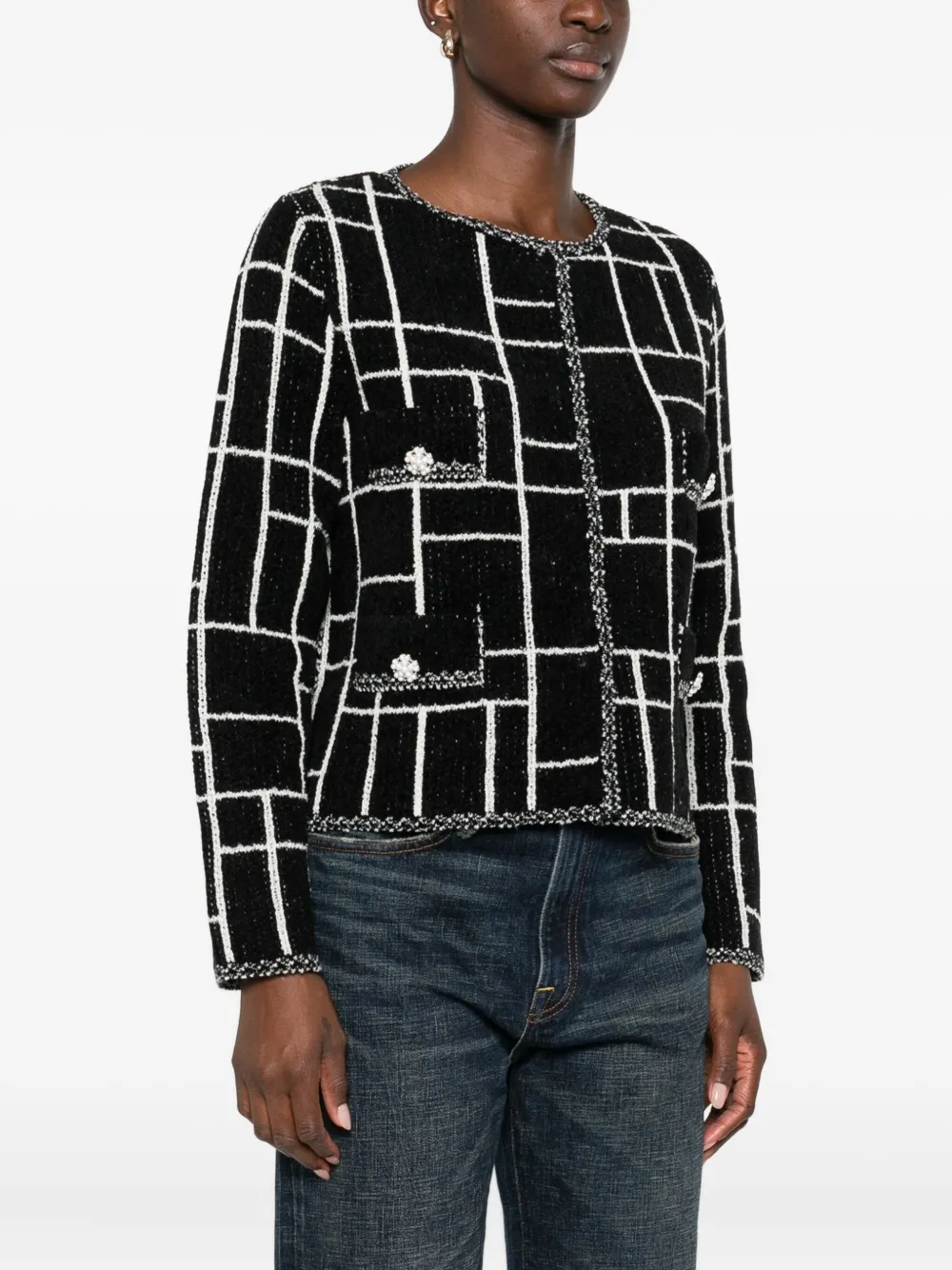 Neera Geometric-pattern Jacket In Black