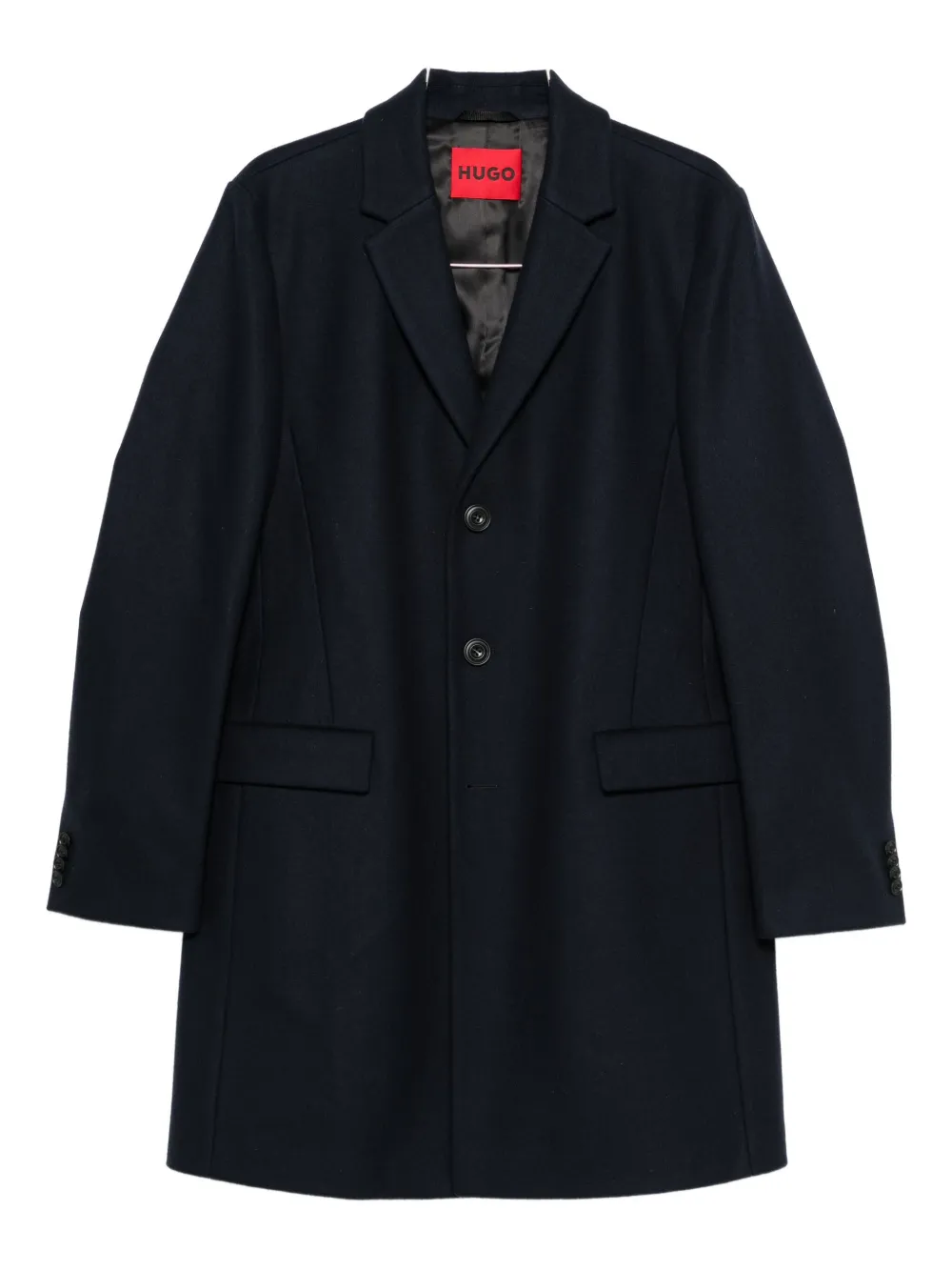 Hugo Boss Notched-lapel Coat In Blue