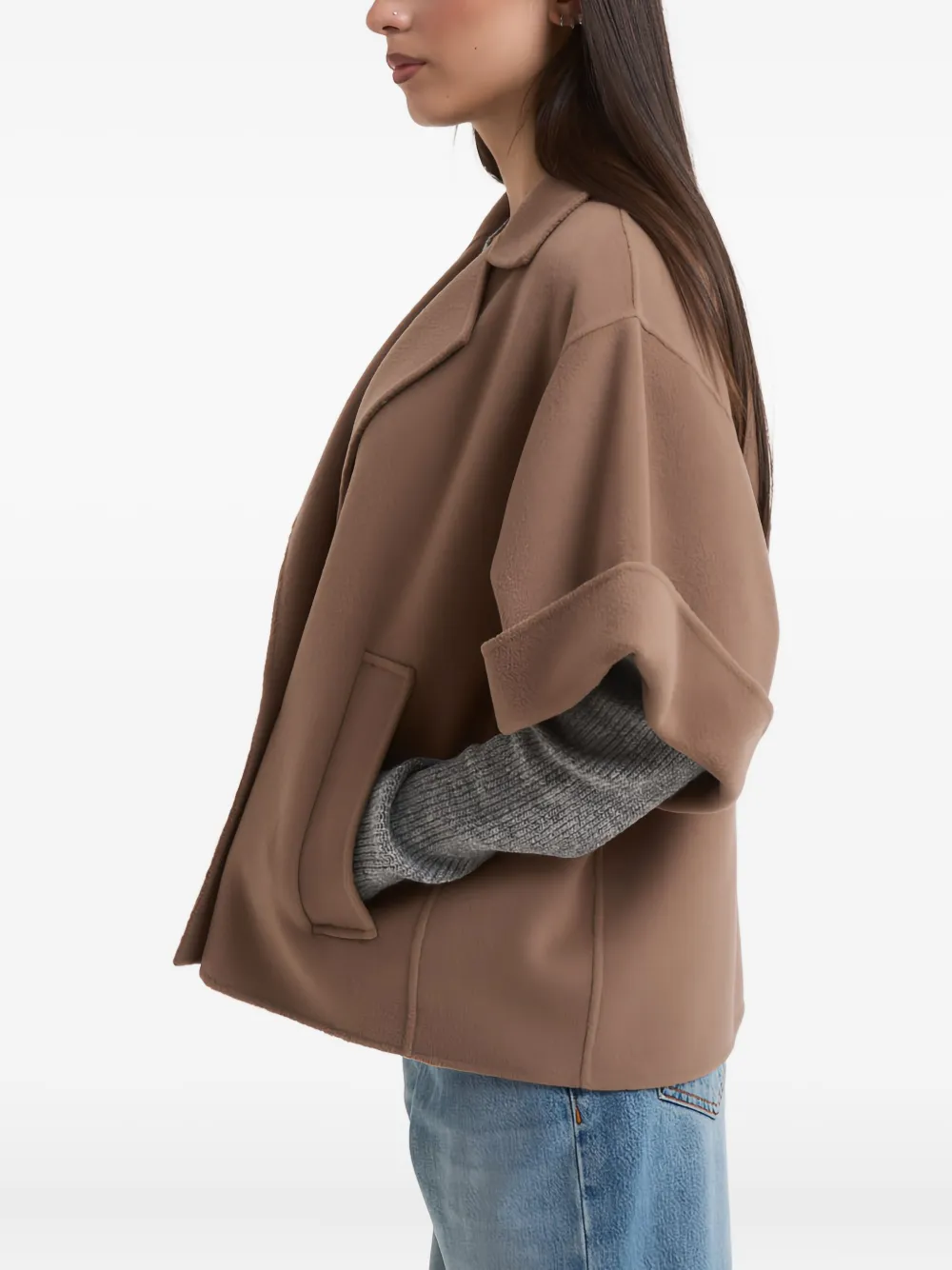 Weekend Max Mara Button Short-sleeve Jacket In Brown