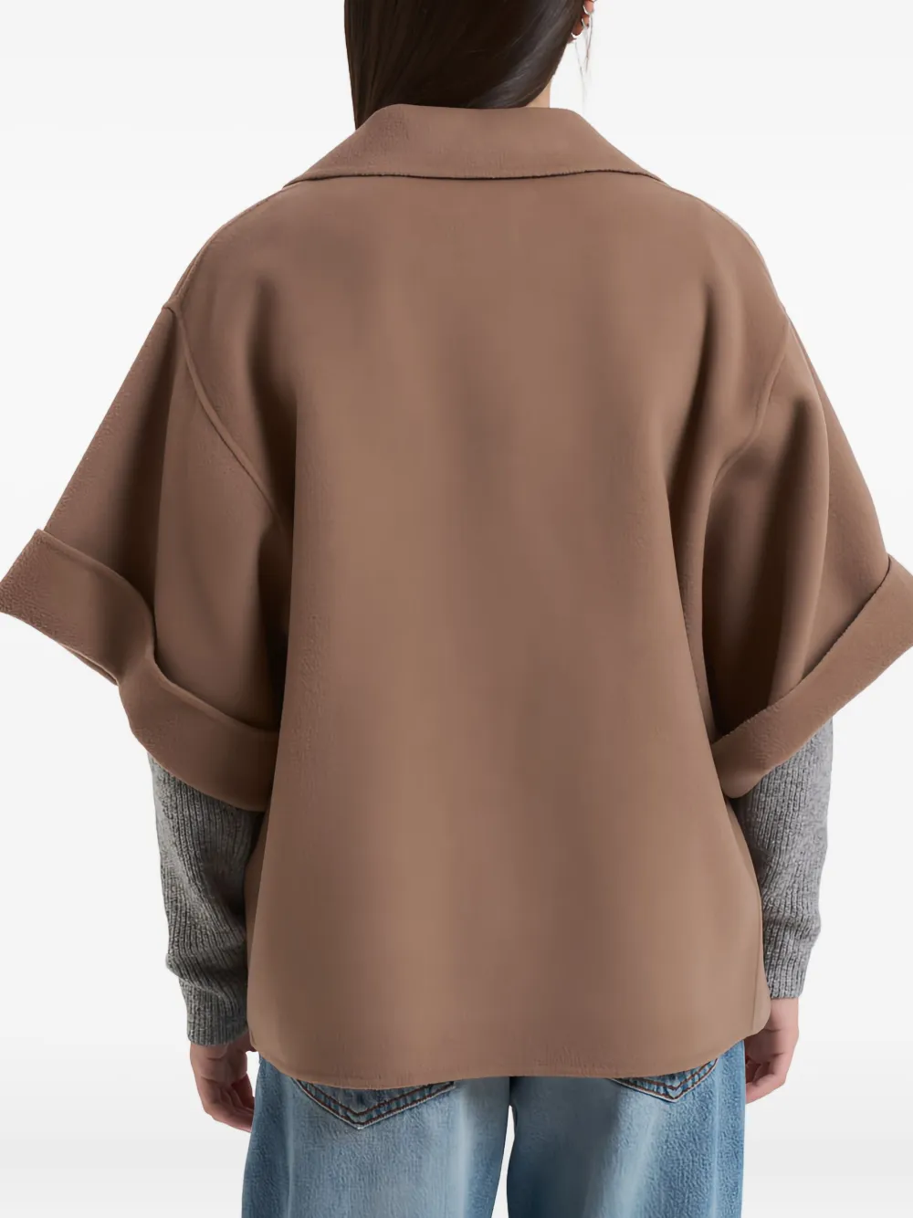 Weekend Max Mara Button Short-sleeve Jacket In Brown