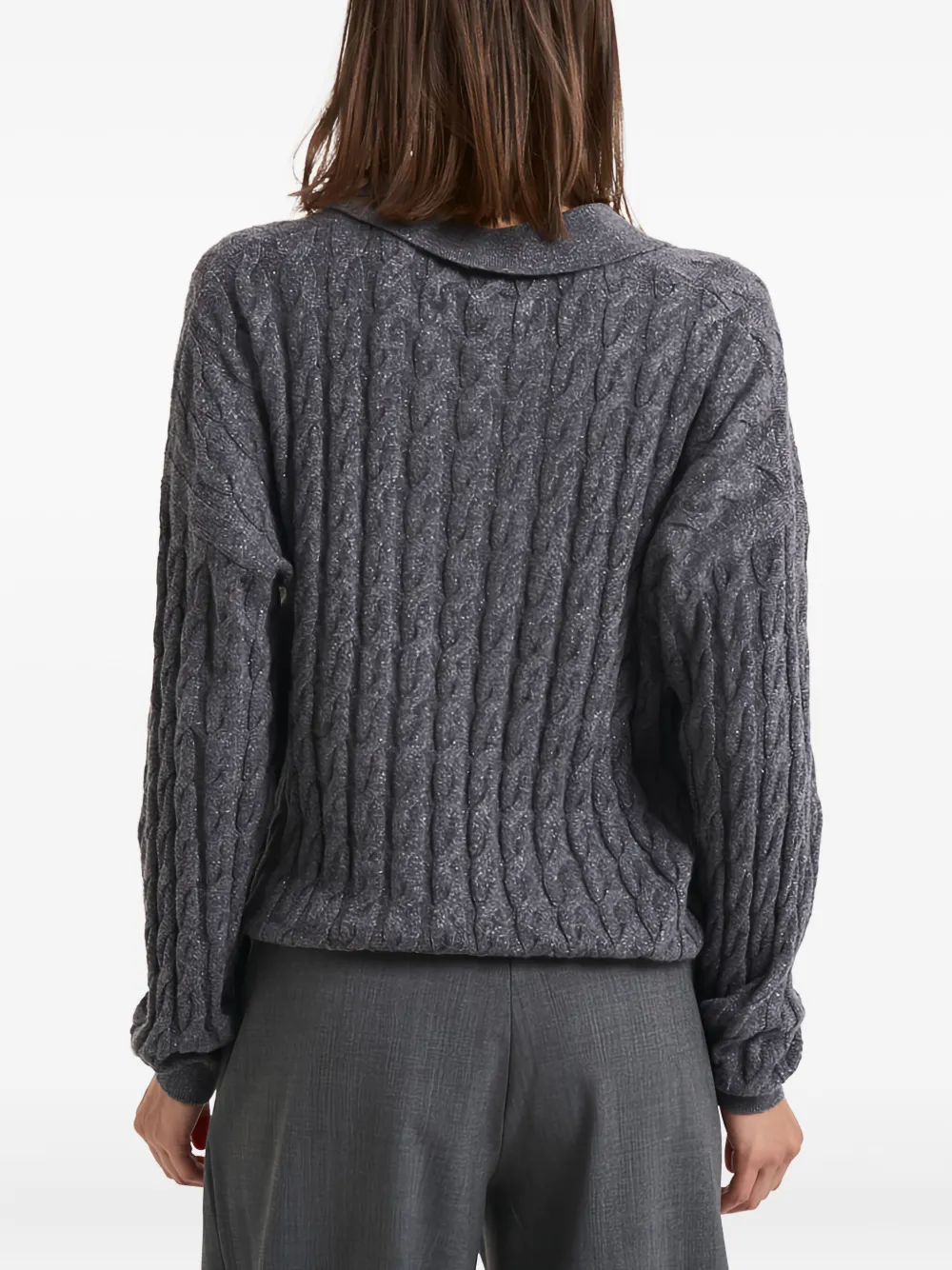 Lisa Yang Kabelgebreid poloshirt Grijs