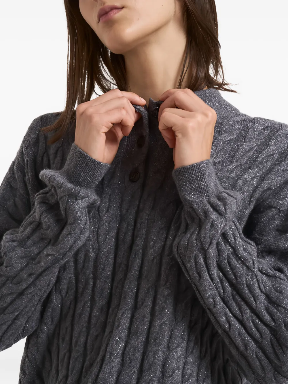 Lisa Yang Kabelgebreid poloshirt Grijs