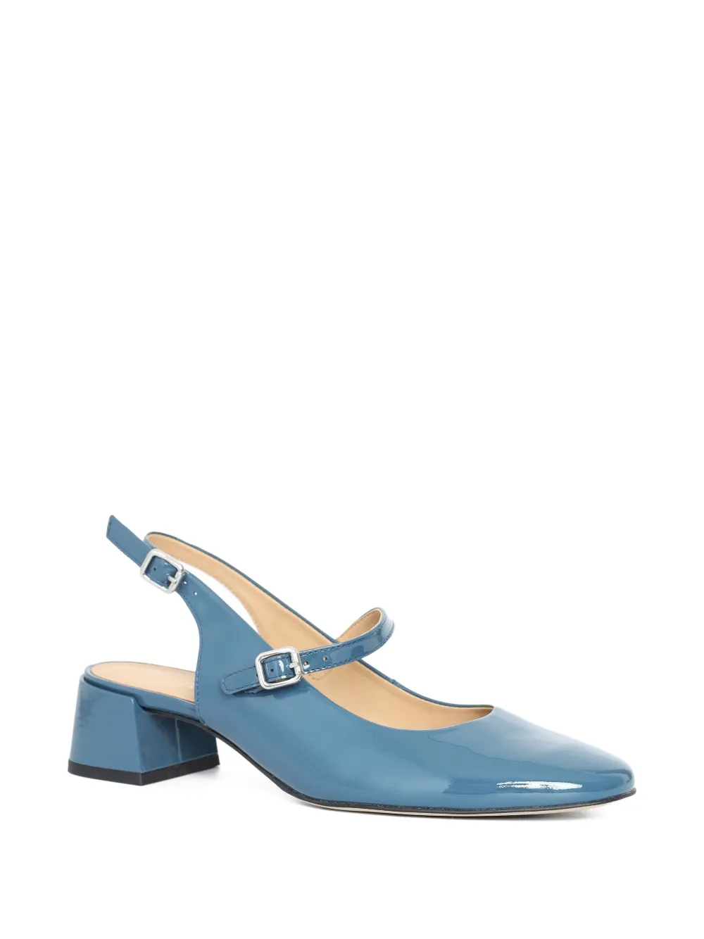 Sarah Chofakian 35mm Slingback Jim Buckle Pumps In Blue