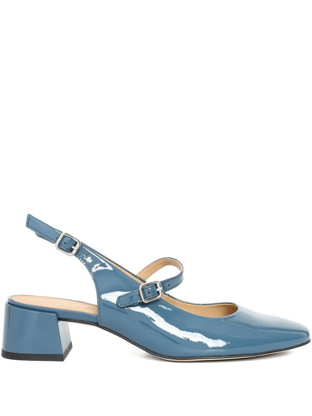 Sarah Chofakian 35mm Slingback Jim Buckle Pumps In Blue