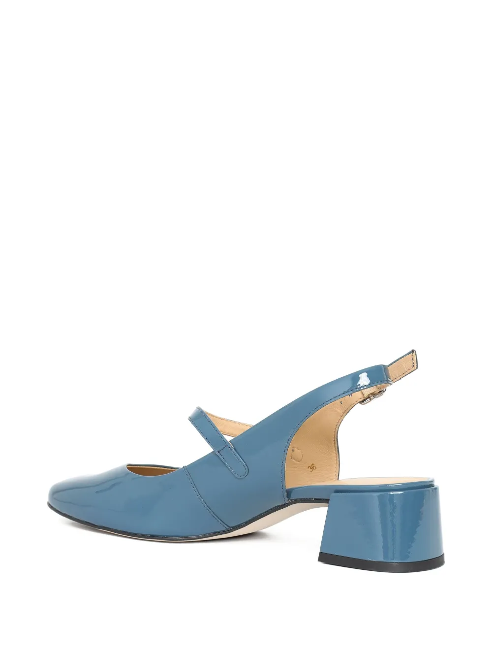 Sarah Chofakian 35mm Slingback Jim Buckle Pumps In Blue