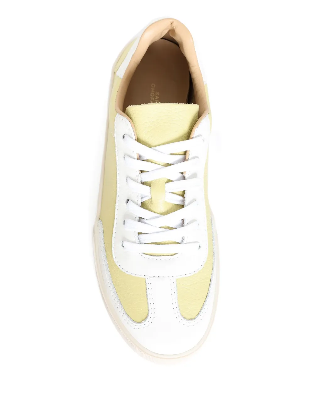 Sarah Chofakian White Light Leather Sneakers In Yellow