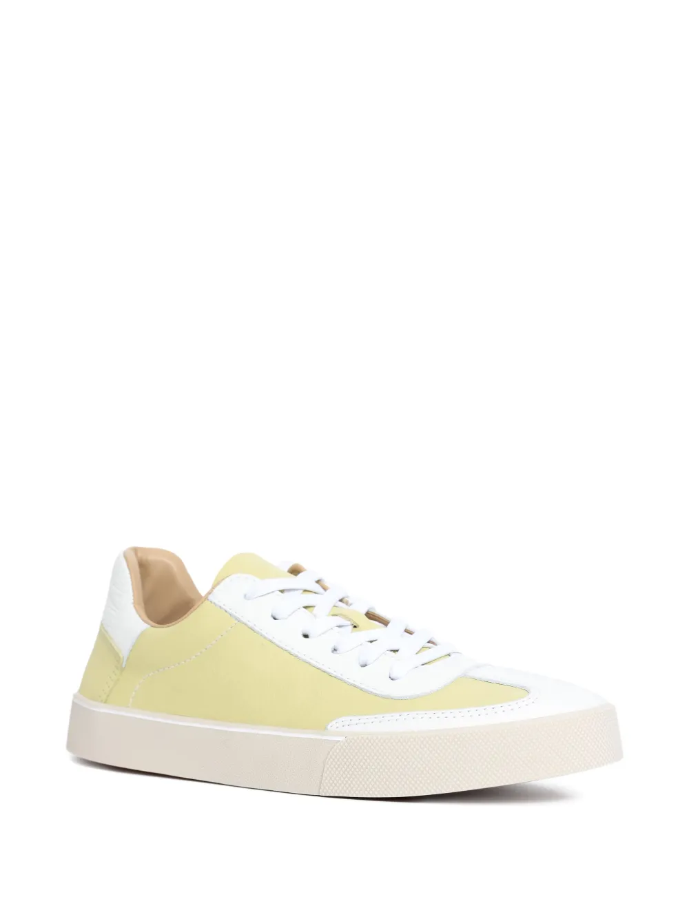 Sarah Chofakian White Light Leather Sneakers In Yellow