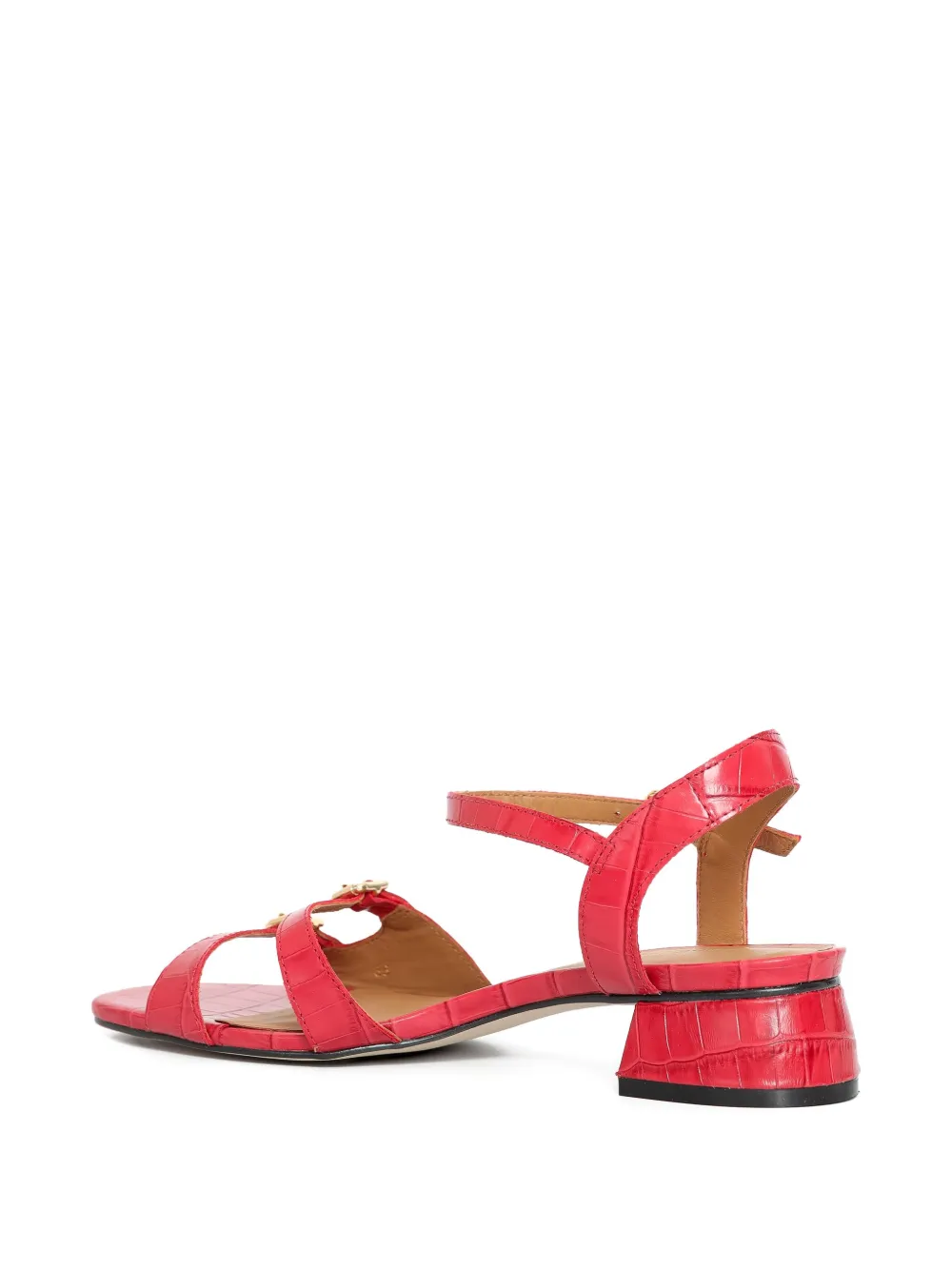 Sarah Chofakian 25mm Buckle Embossed French Press Sandals Rood
