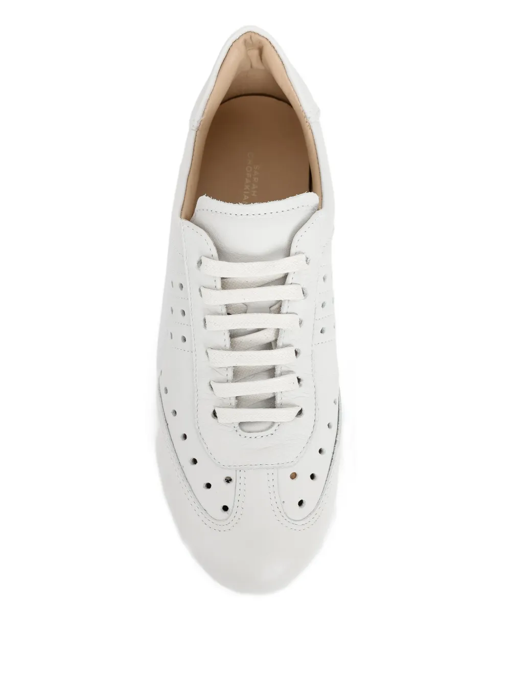 Sarah Chofakian Monocle Café Perforated Sneakers In White