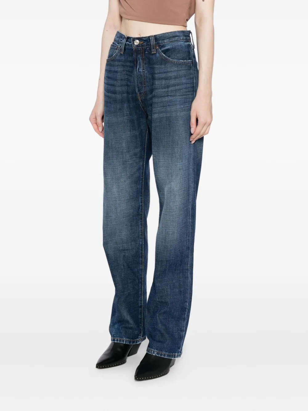 Aya Muse Straight Jeans With Buckle Clothing In Multi