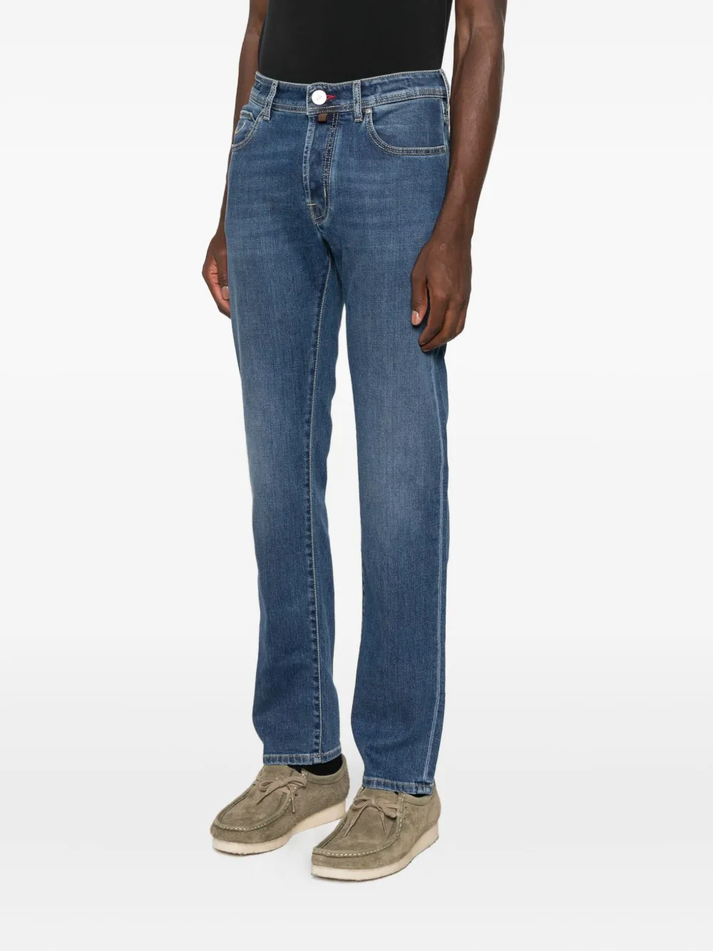 Jacob Cohën Jeans met geborduurd logo Blauw