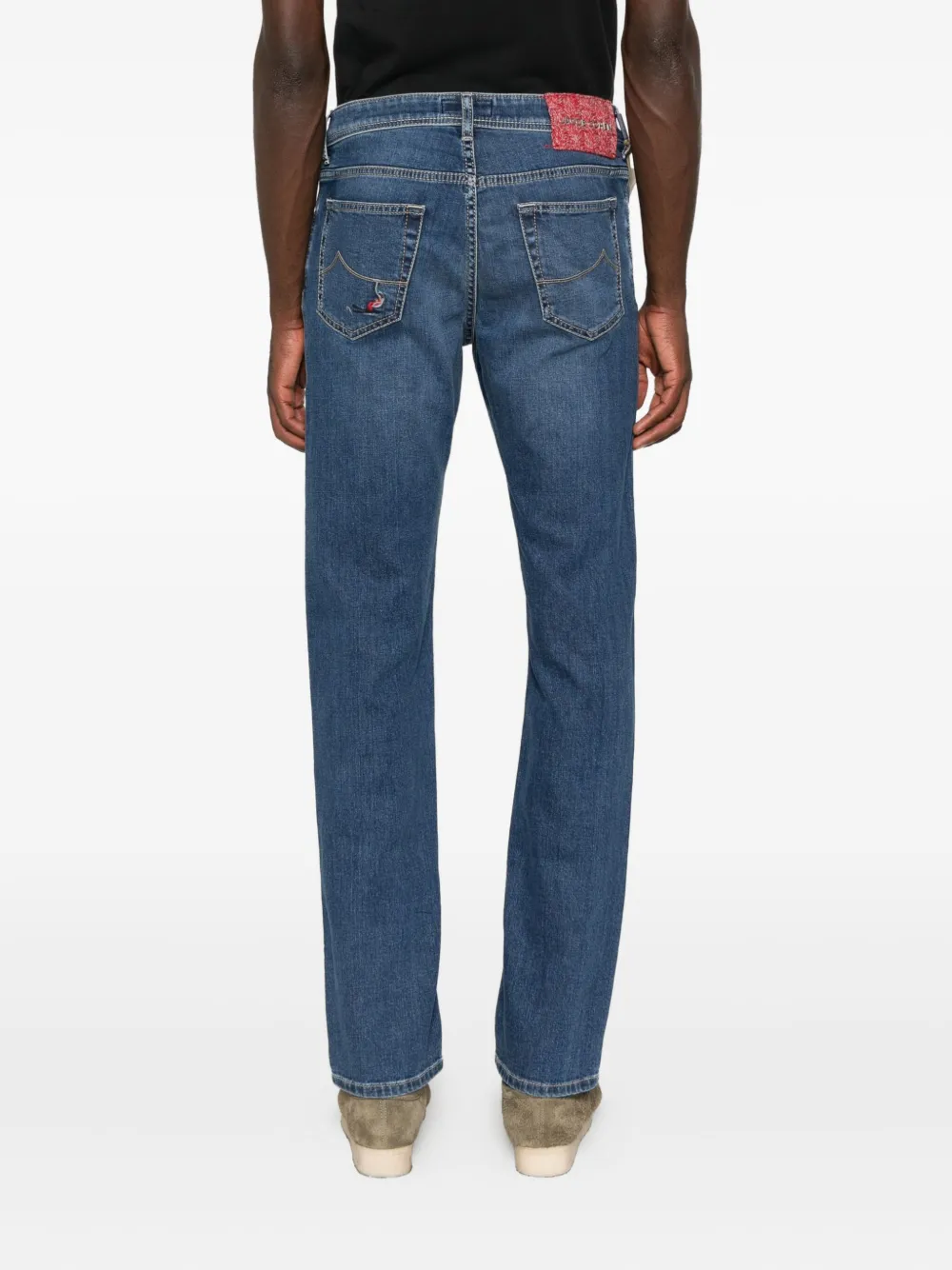 Jacob Cohën Jeans met geborduurd logo Blauw