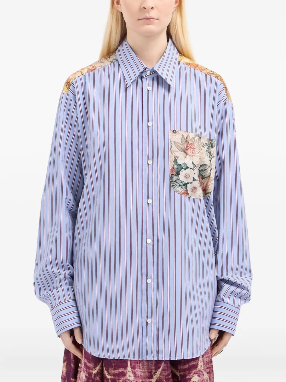 Pierre-Louis Mascia Alotho striped floral shirt - Blauw