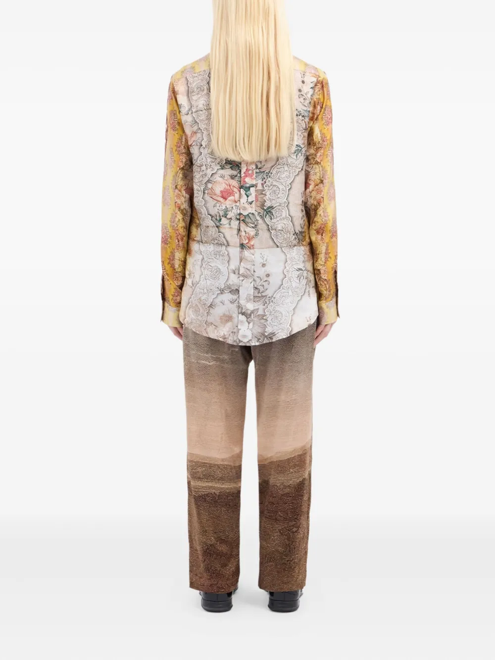 Pierre-louis Mascia Floral-print Silk Shirt In Neutral