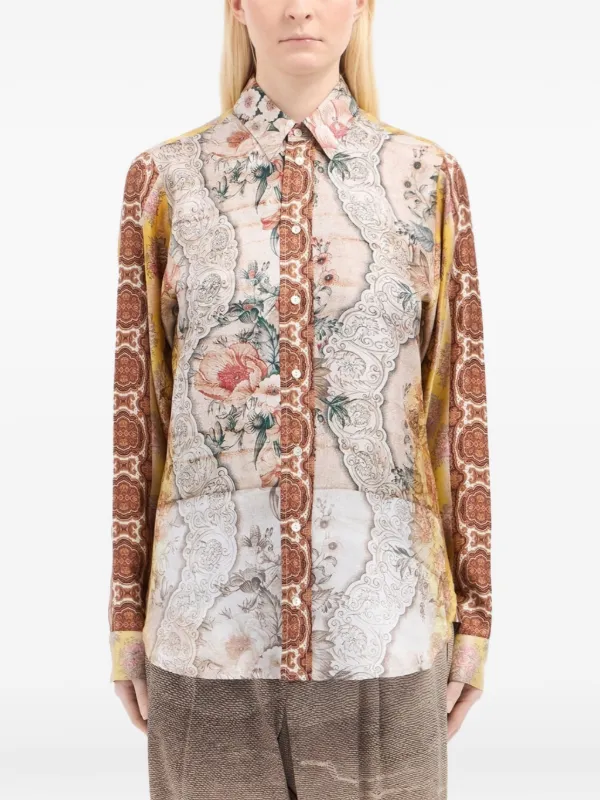 Pierre-Louis Mascia オープンカラーシャツ　総柄　シルクシャツ Pierre-Louis Mascia フローラル シルクシャツ | ニュートラル