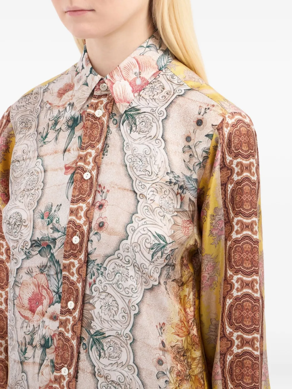 Pierre-louis Mascia Floral-print Silk Shirt In Neutral
