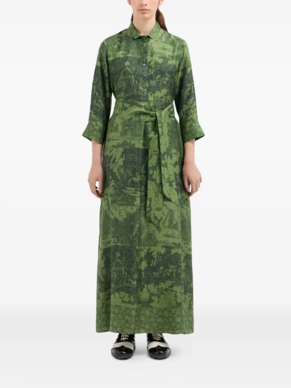 Pierre-Louis Mascia Aloegum jacquard silk shirt dress - Groen