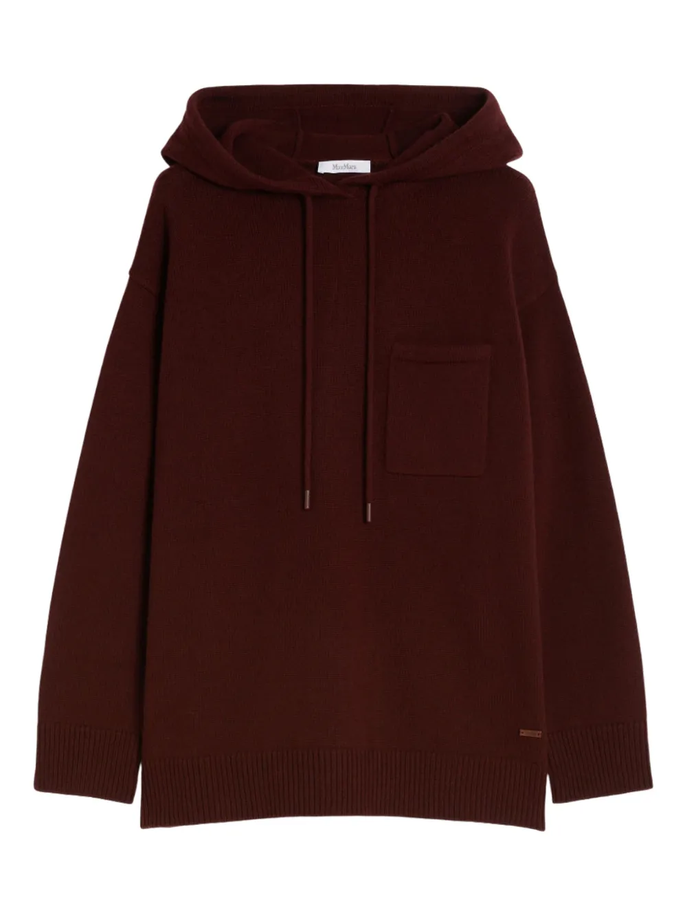 Max Mara Drawstring Hoodie Applique Pocket In Brown