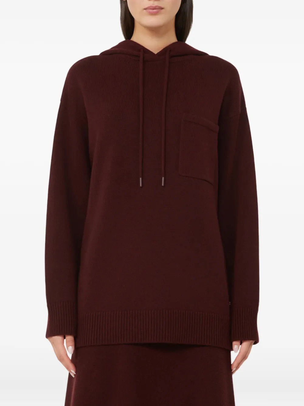 Max Mara Drawstring Hoodie Applique Pocket In Brown