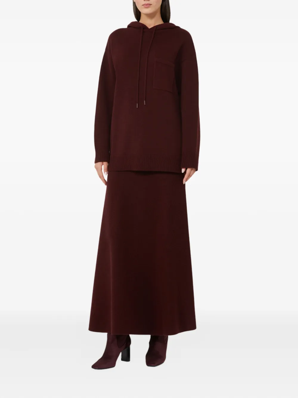 Max Mara Drawstring Hoodie Applique Pocket In Brown