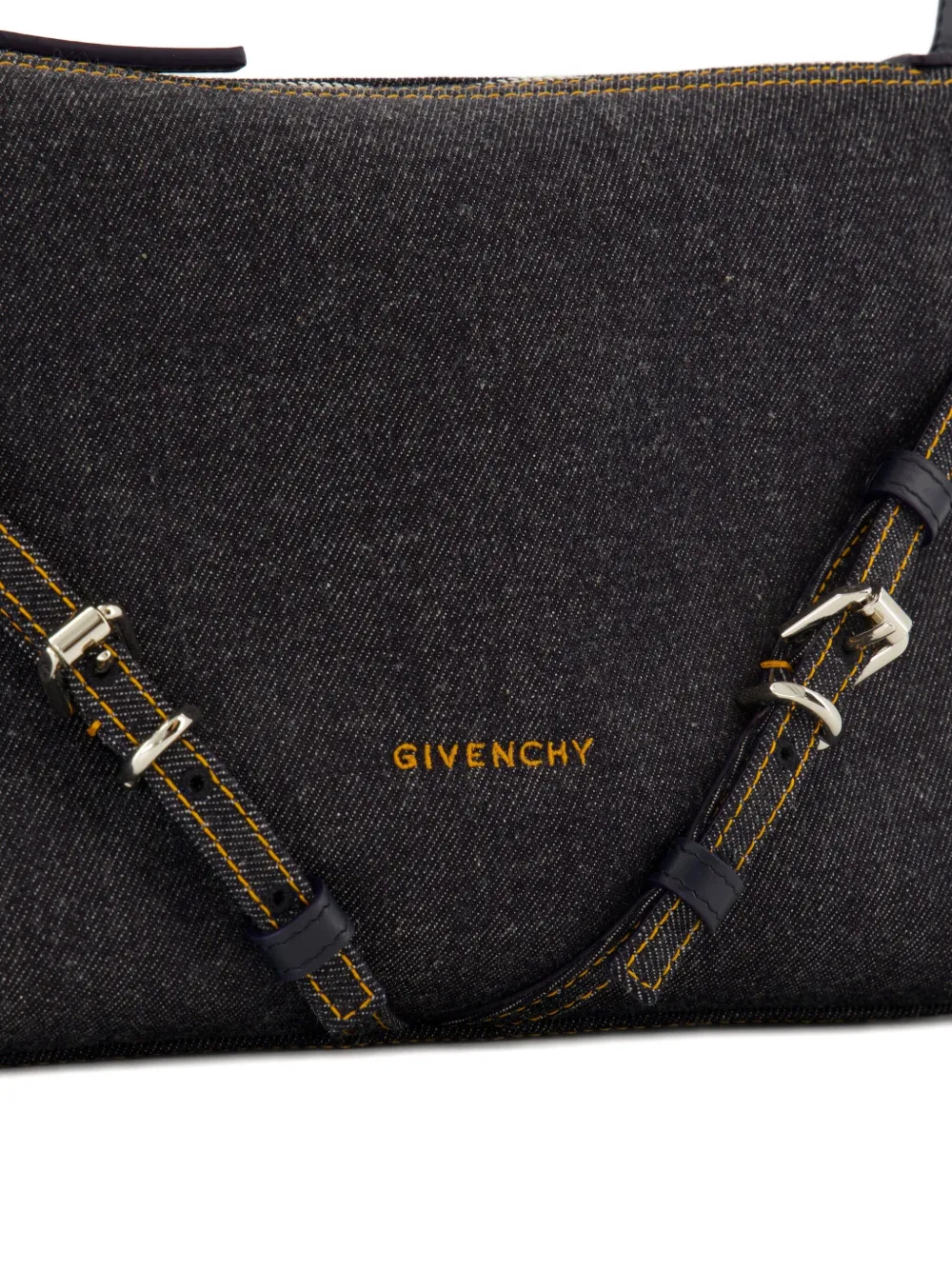 Givenchy Medium Voyou Denim Shoulder Bag In Black