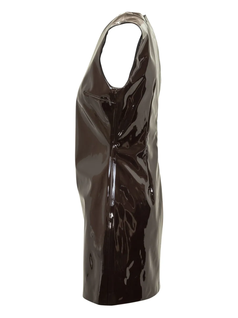 Msgm Vinyl Sleeveless Mini Dress In Brown