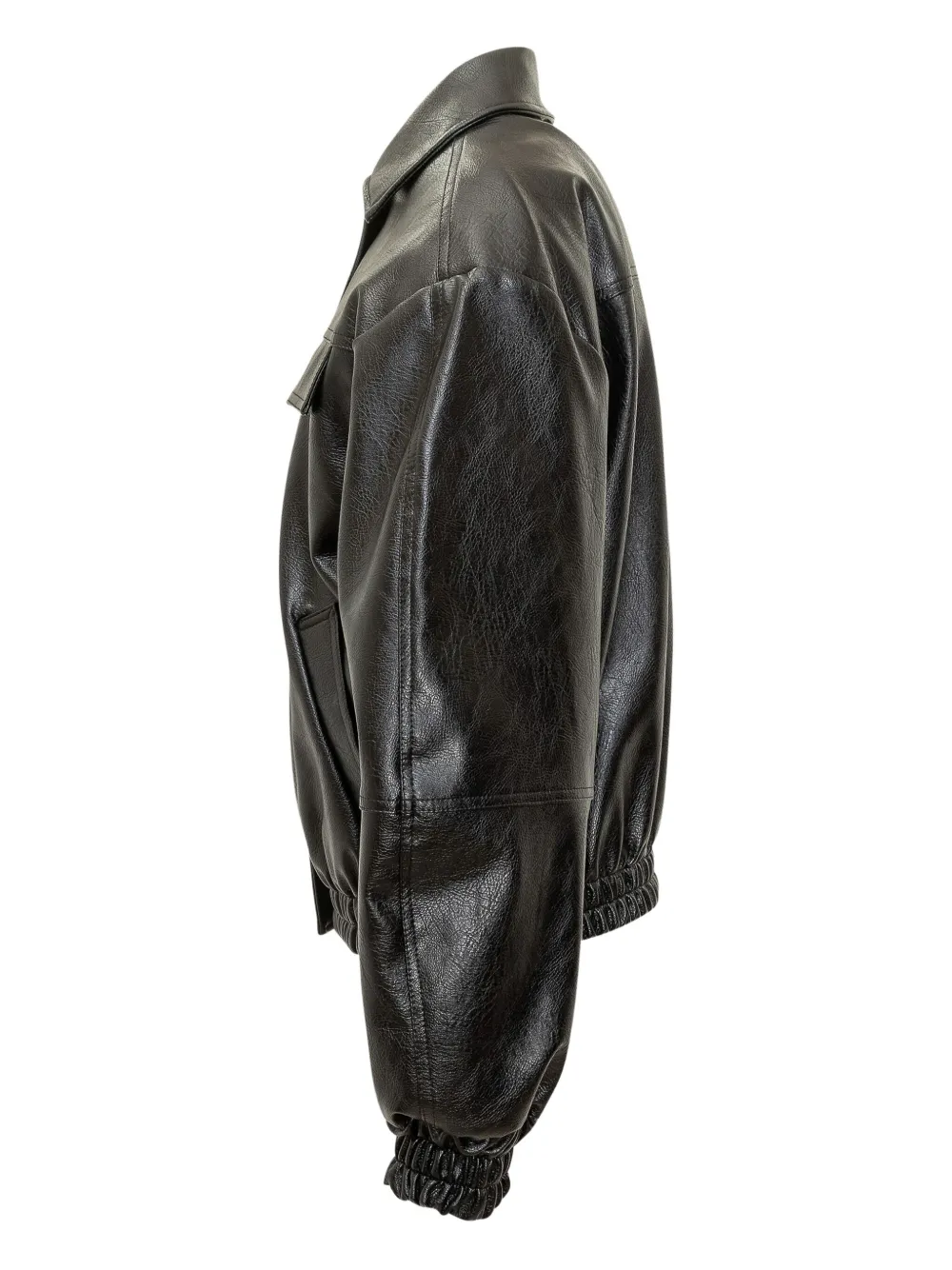 Msgm Lauren Ralph Lauren Black Leather Jacket With Front Pockets In Black