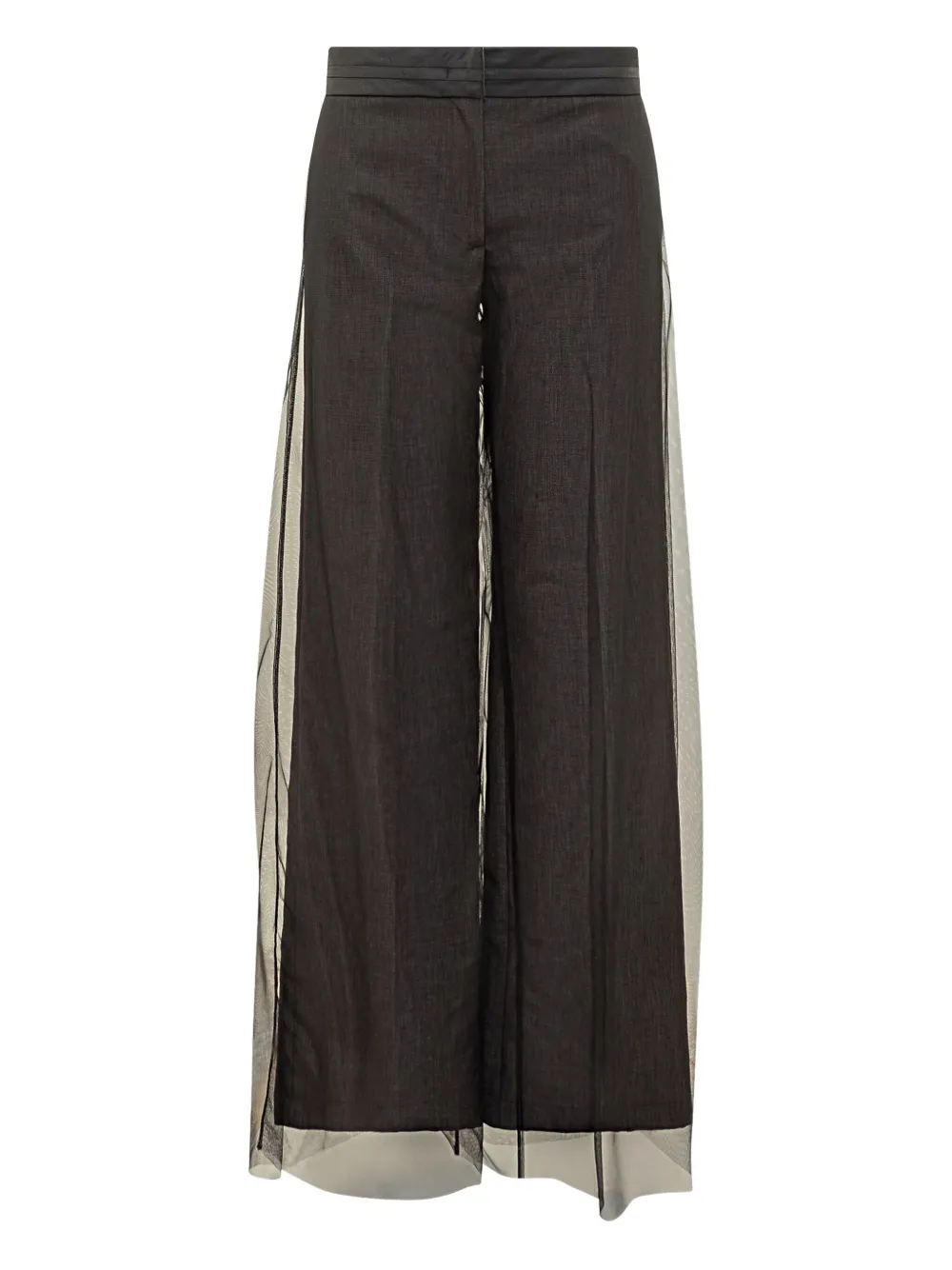 Msgm Wide Pants With Tulle Panels In Gray