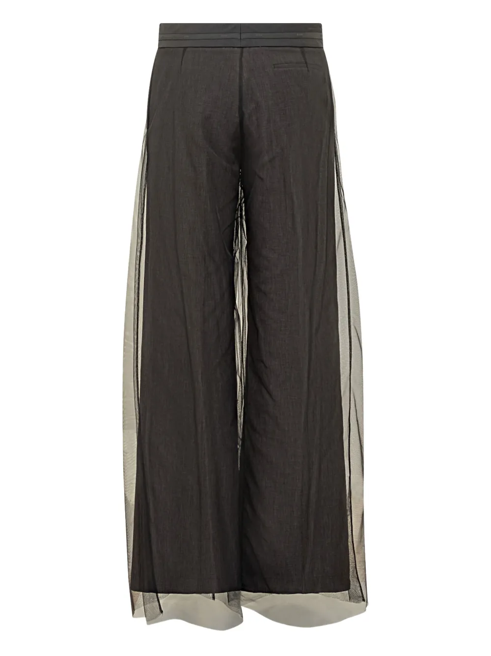 Msgm Wide Pants With Tulle Panels In Gray
