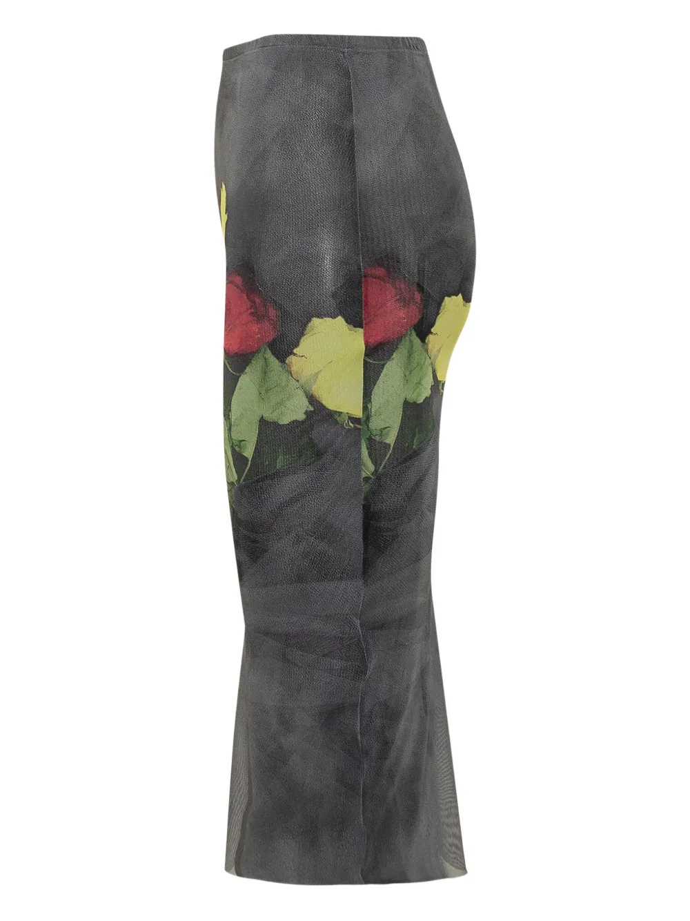 Msgm Roses Bouquet-print Midi Skirt In Gray