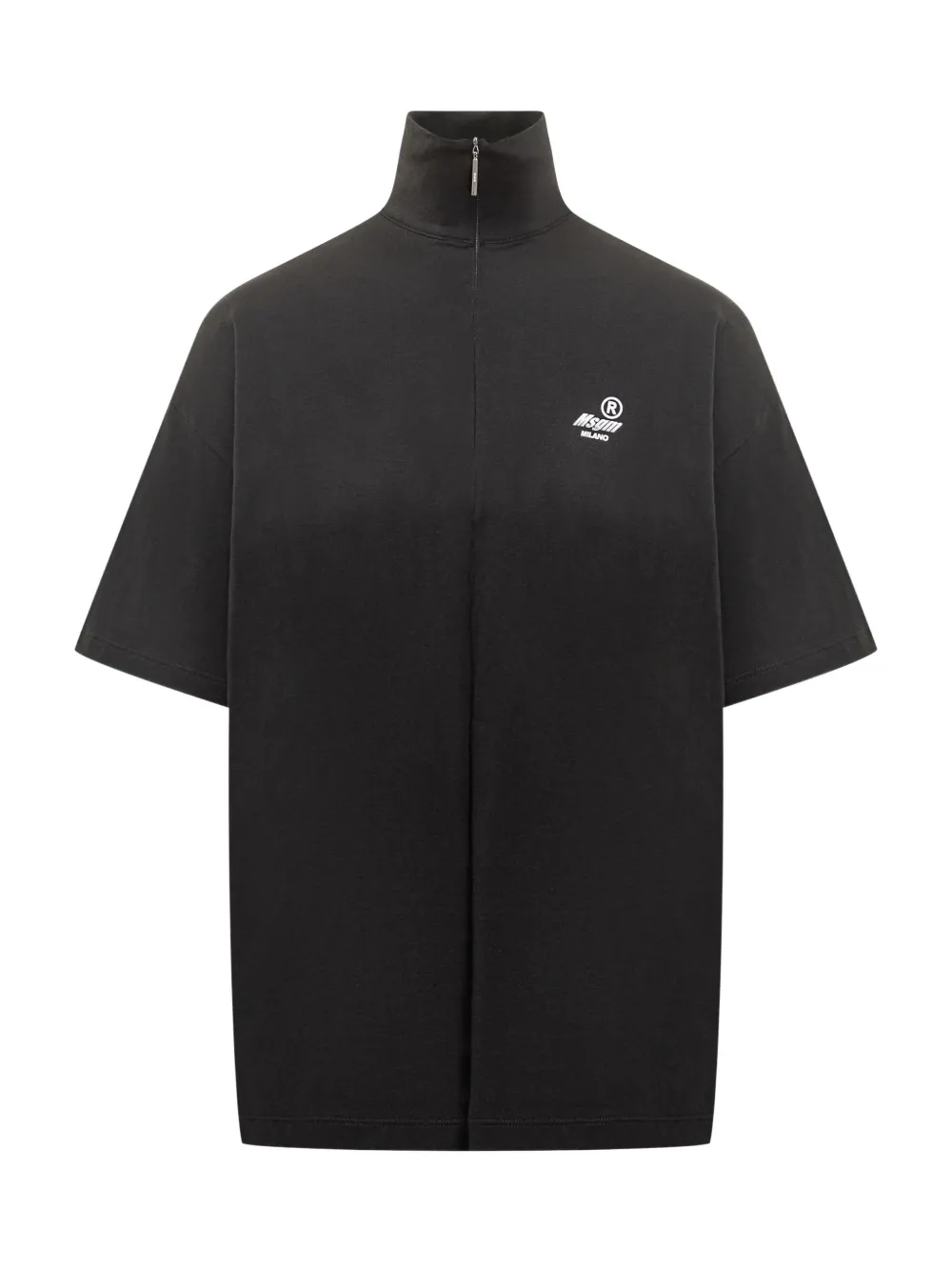 Msgm Half-zip T-shirt In Black