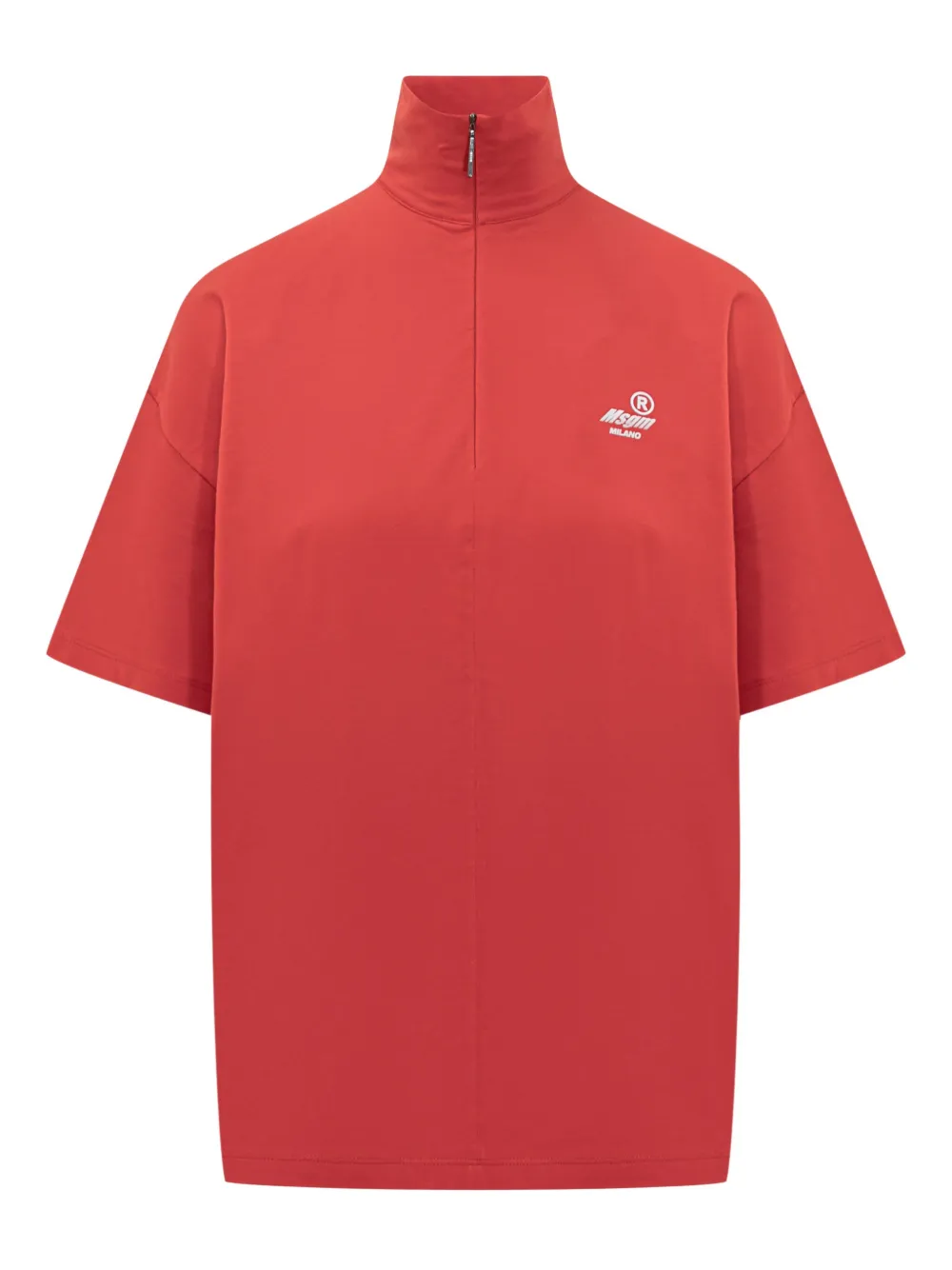 Msgm Half-zip T-shirt In Red