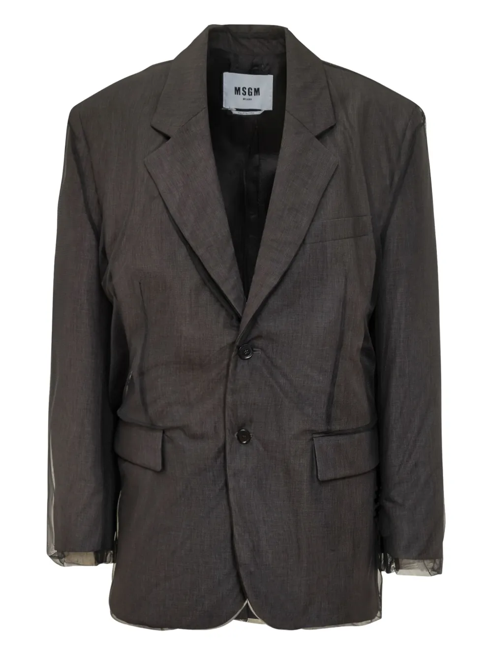 Msgm Button Blazer In Brown