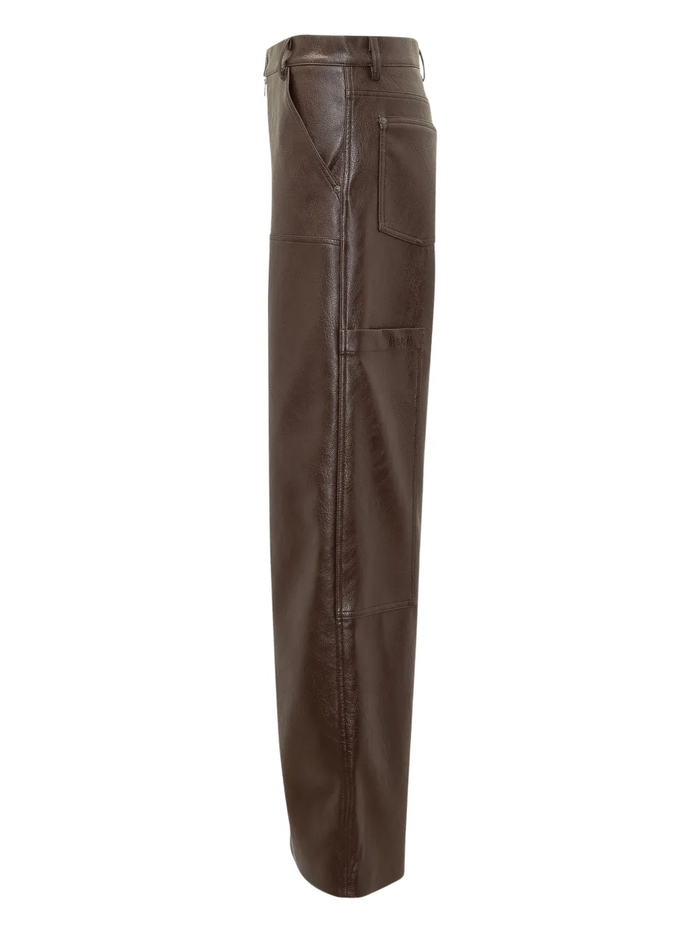 Msgm Brown Faux Leather Culotte Pants In Brown