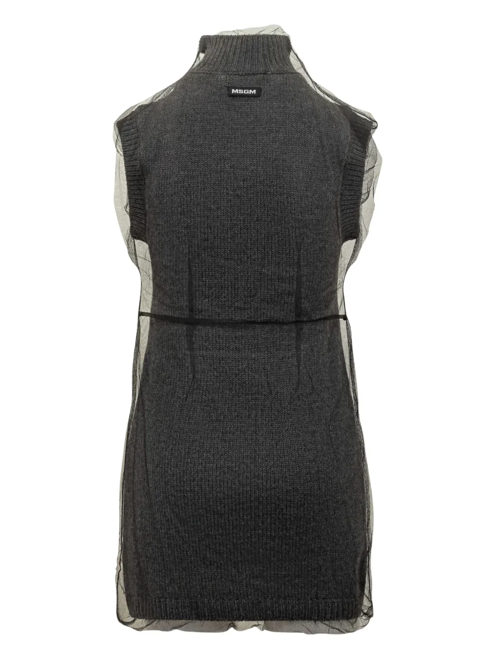 MSGM sleeveless tulle-overlay mini dress - Grijs