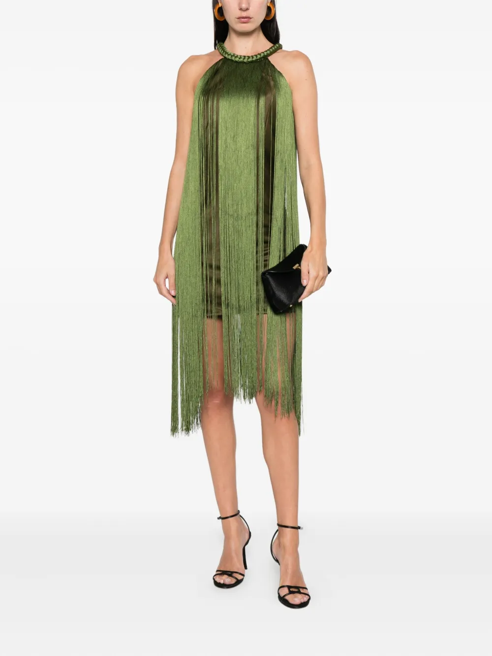 Rosanna Ocampo Cleopatra fringe mini dress - Groen