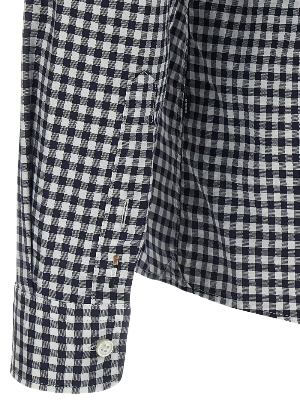 BOSS Vichy overhemd met borduurwerk Blauw