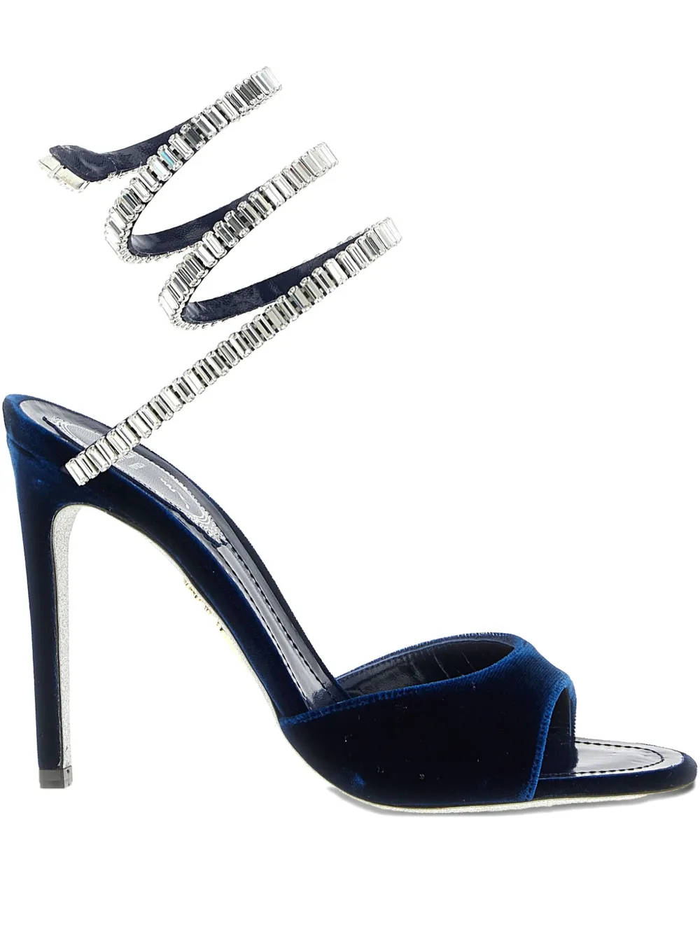 René Caovilla 105mm Cleo fluwelen sandalen Blauw