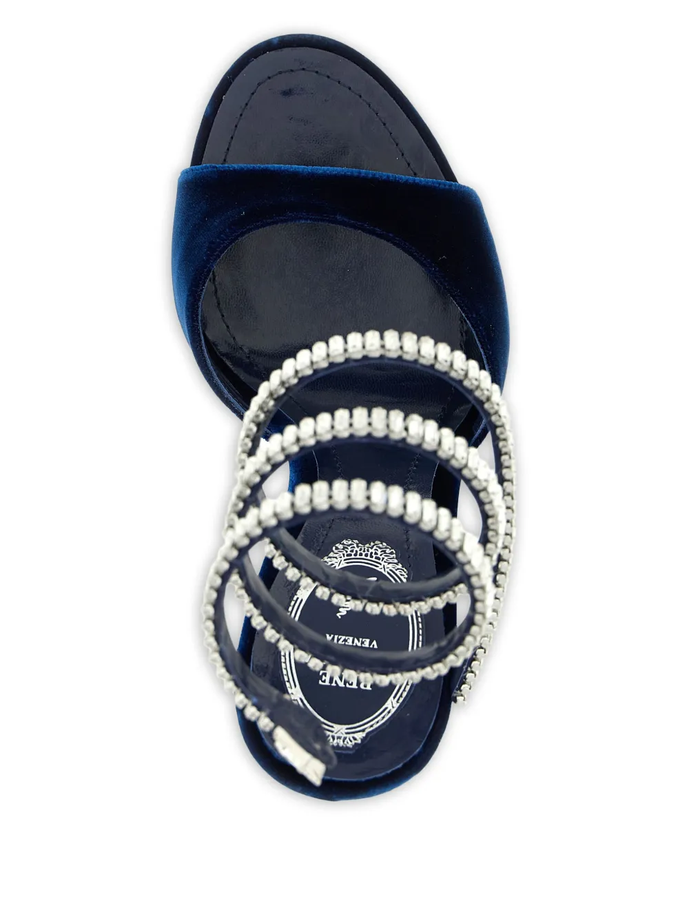 René Caovilla 105mm Cleo fluwelen sandalen Blauw