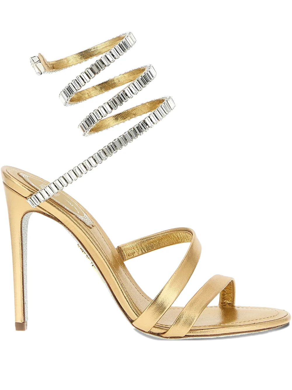 René Caovilla 100 mm sandalen verfraaid met kristallen Goud