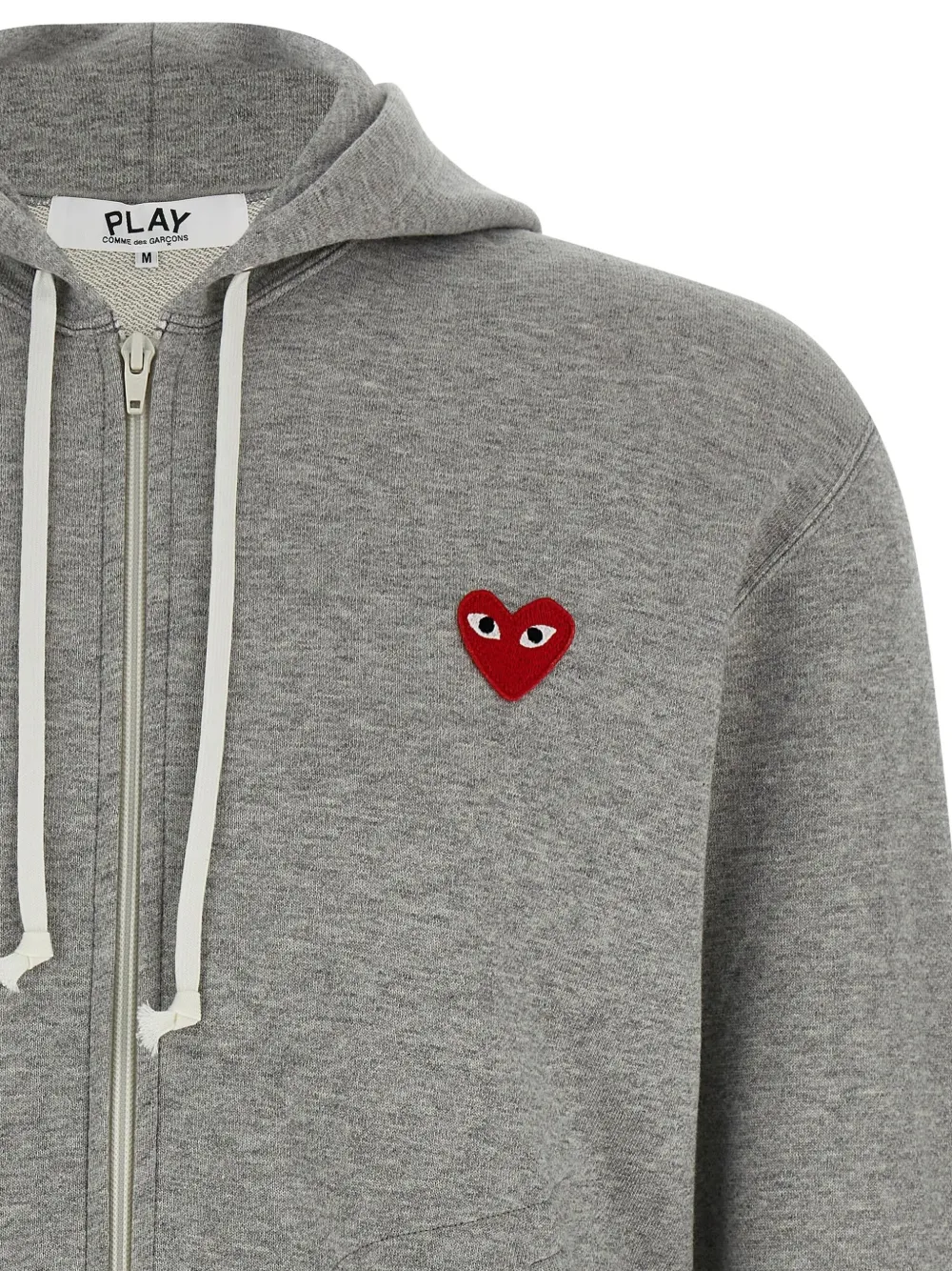 Comme Des Garçons Play Hoodie met rits en logodetail Grijs