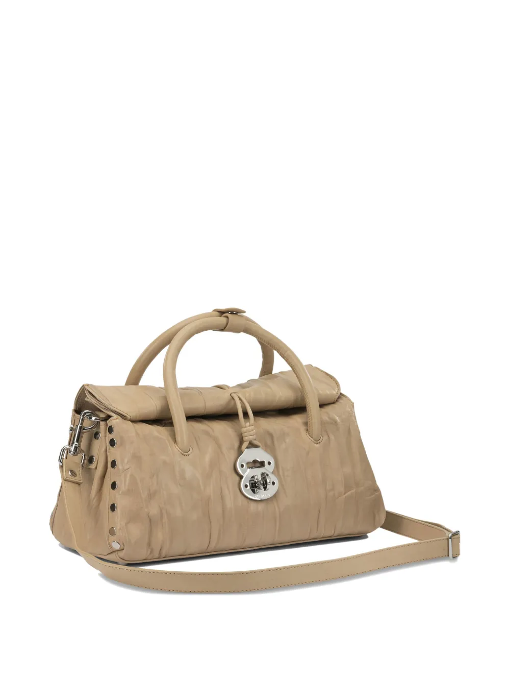 Zanellato Pleated Design Hand Bag Studs In Brown