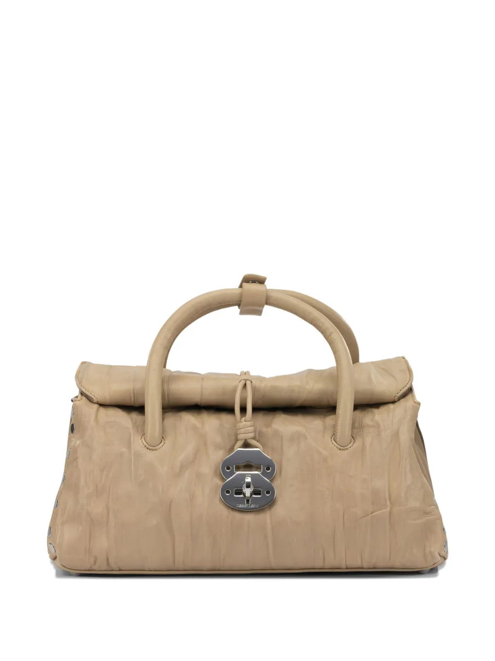 Zanellato Pleated Design Hand Bag Studs In Brown