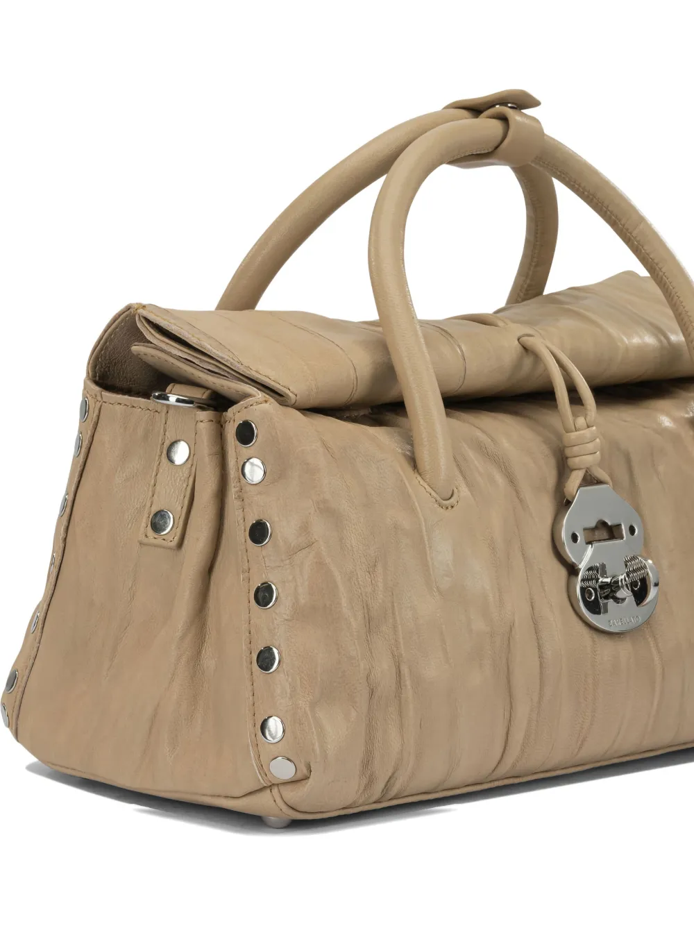 Zanellato Pleated Design Hand Bag Studs In Brown