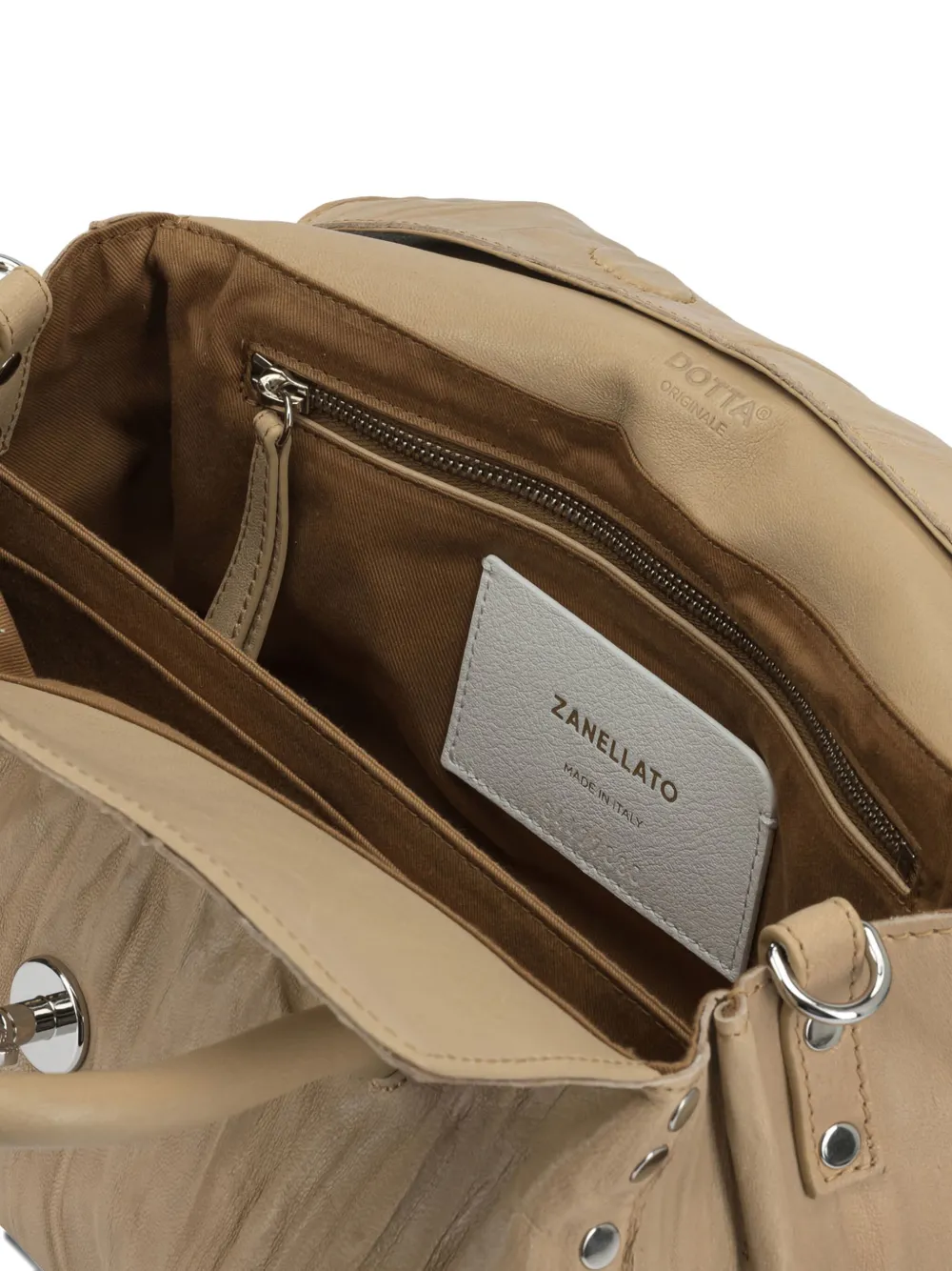 Zanellato Pleated Design Hand Bag Studs In Brown
