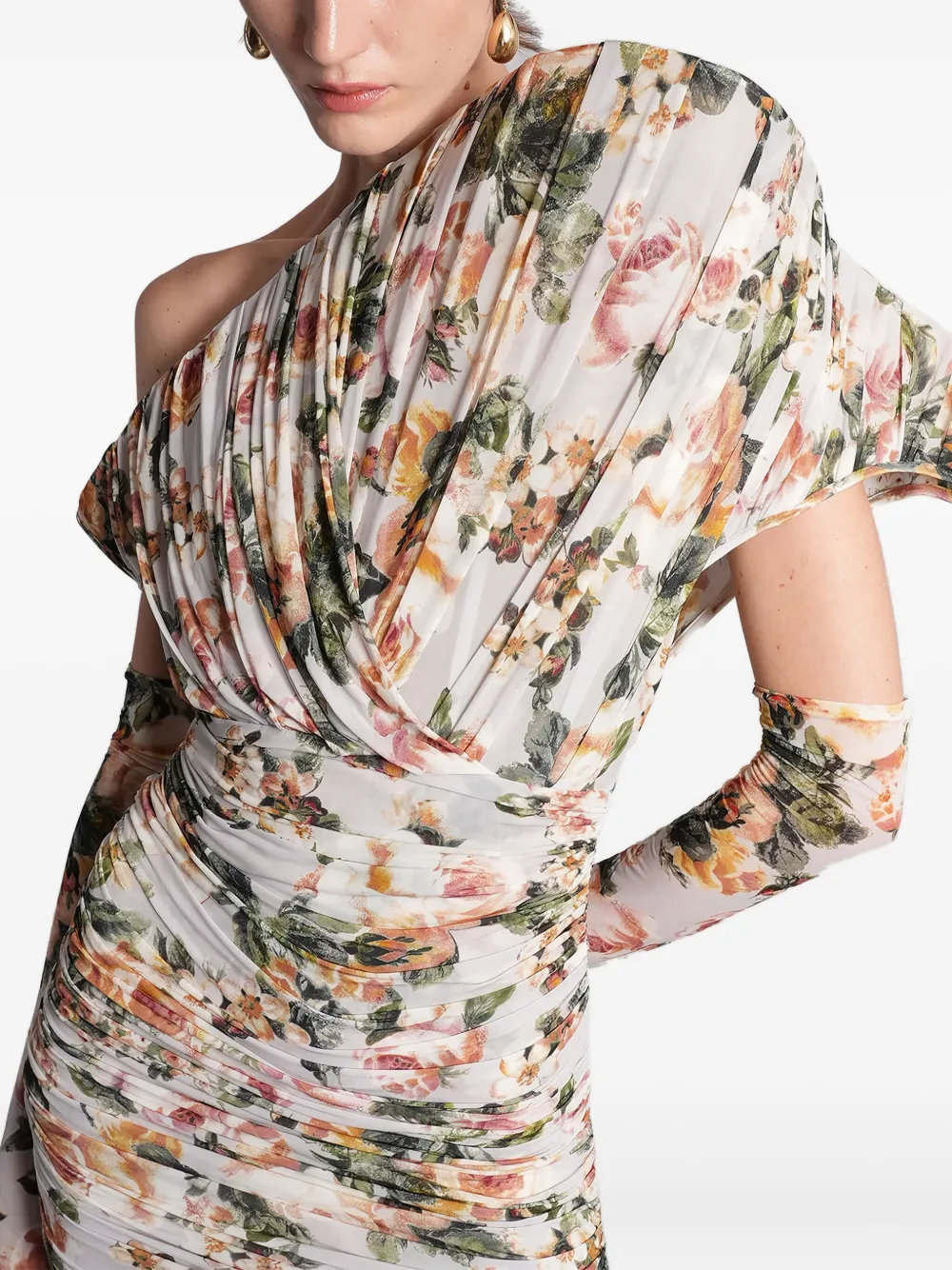 Magda Butrym Floral-print Ruched Mini Dress In Multi