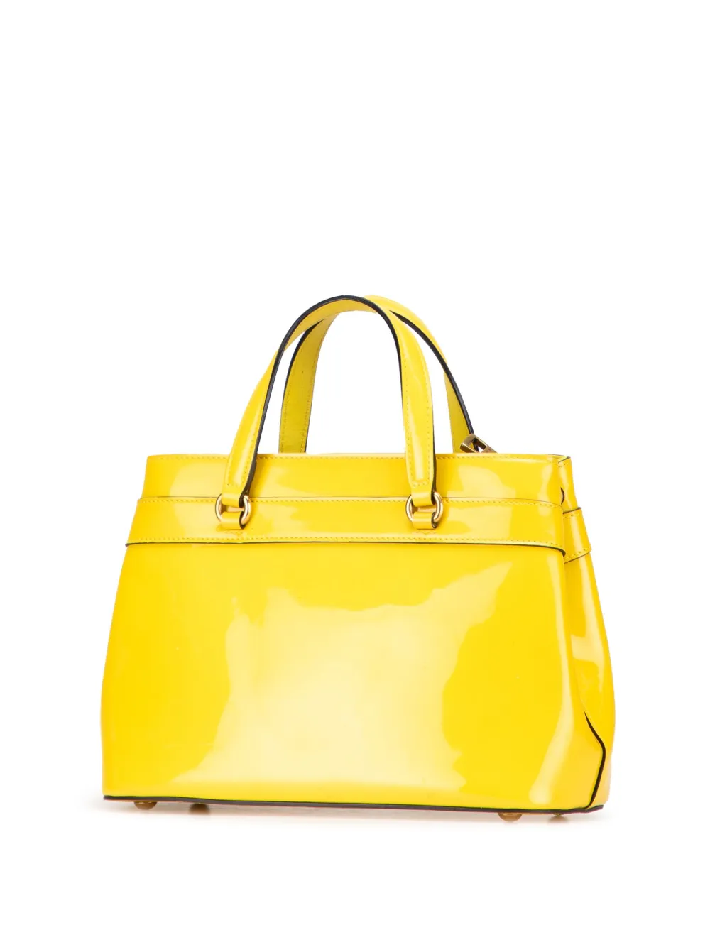 Pre-owned Gucci 2000-2015 Patent Bright Bit Satchel In Yellow