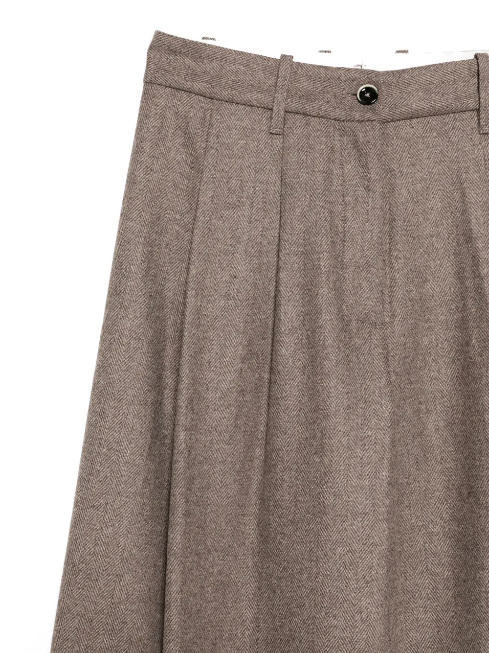 Nine In The Morning Herringbone Pleated Trousers In Brown